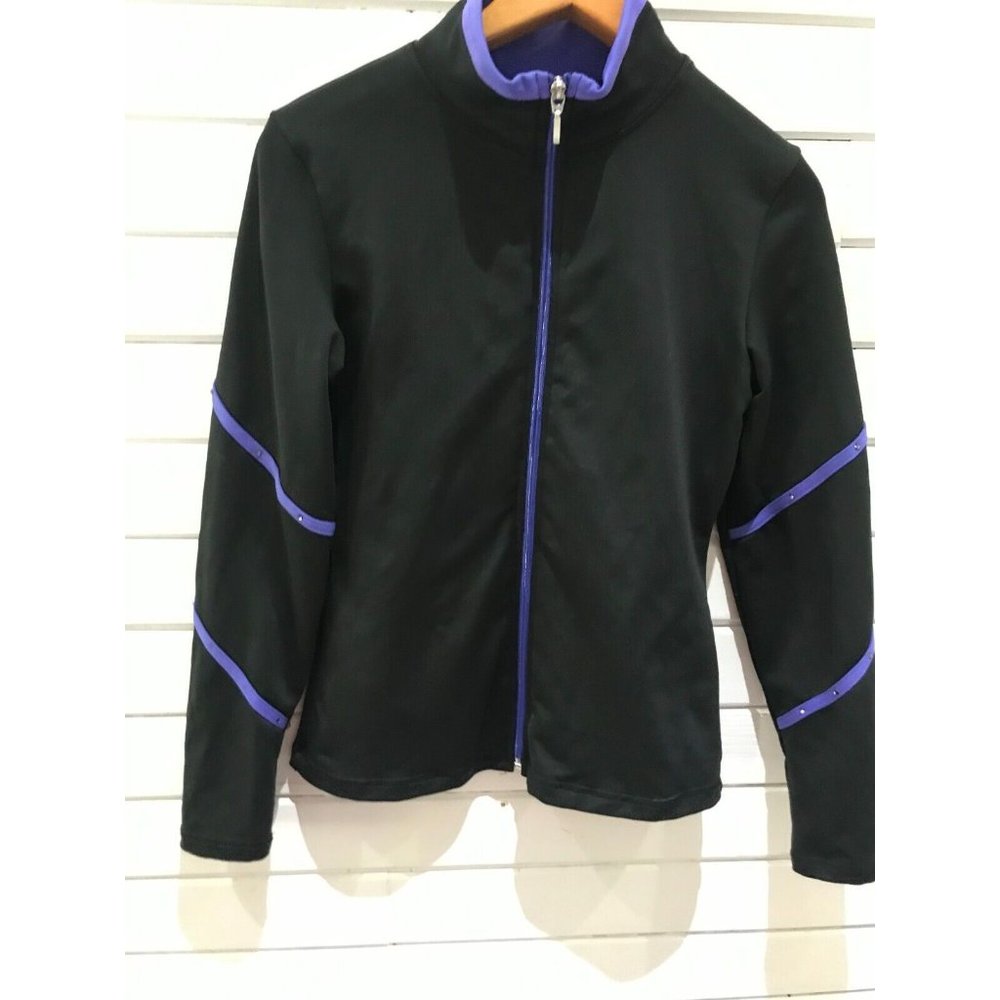 chloe noel Rhinestone figure skating jacket Black/purple youth XLarge women XS